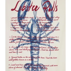 Lobster roll kjøkkenhåndkle 70x50 cm hvit/rød