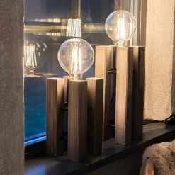 Lodge bordlampe 36 cm brunbeiset