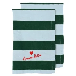 Love serviett 45x45 cm 2 stk grønn/lyseblå