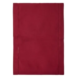 Løper med brodert hullsøm 175x30 cm mørkerød