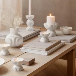 Lyngby Tura telyslykt 8 cm hvit