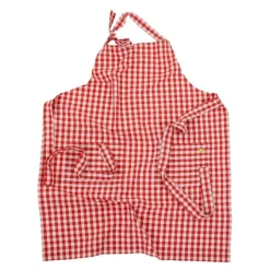 Maria forkle 70x82 cm rød/naturfarget