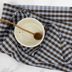 Maria kjøkkenhåndkle 50x70 cm lys blå/brun