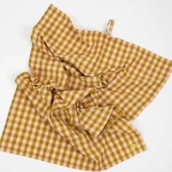 Maria kjøkkenhåndkle 50x70 cm rosa/sennep