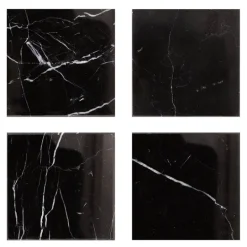Marmor glassbrikke kvadratisk 10x10 cm 4 stk svart