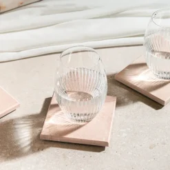 Marmor glassbrikke 10x10 cm 4 stk rosa