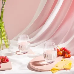 Marmor glassbrikke 10x10 cm 4 stk rosa