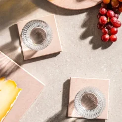 Marmor glassbrikke 10x10 cm 4 stk rosa