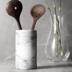 Marmor redskapskrukke 17 cm hvit