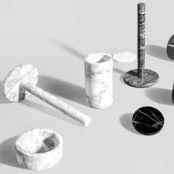 Marmor tørkerullholder 32 cm natur/hvit