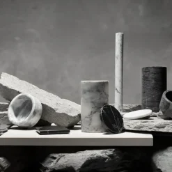 Marmor tørkerullholder 32 cm natur/hvit