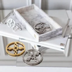 Marmorbrett med kant 30x15 cm hvit