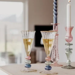 Mary lysestake 25 cm rosa/grønn