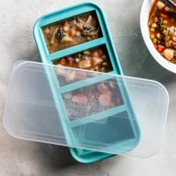 Matoppbevaring med lokk silikon 1-cup 4x250 ml blå