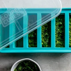 Matoppbevaring med lokk silikon Half-cup 6x125 ml 2 stk blå