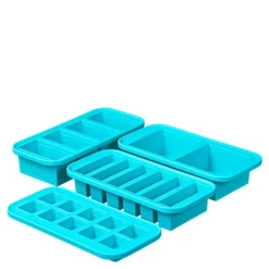 Matoppbevaring og lokk i silikon sett 4 stk blå