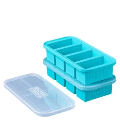 Matoppbevaring og lokk silikon 1-cup 4x250ml 2 stk blå