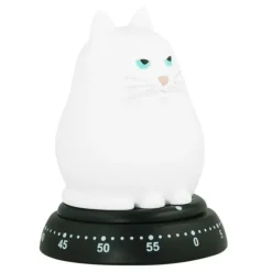 Mekanisk timer katt hvit
