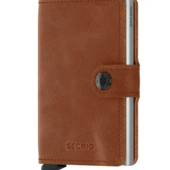 Miniwallet lommebok m/kortholder cognac/sølv