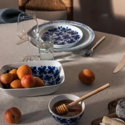 Mon Amie rektanguler skål 21 cm blå/hvit