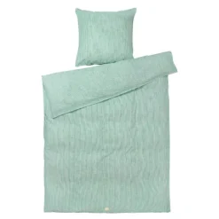 Monochrome Lines sengetøy 140x220 cm grønn/hvit