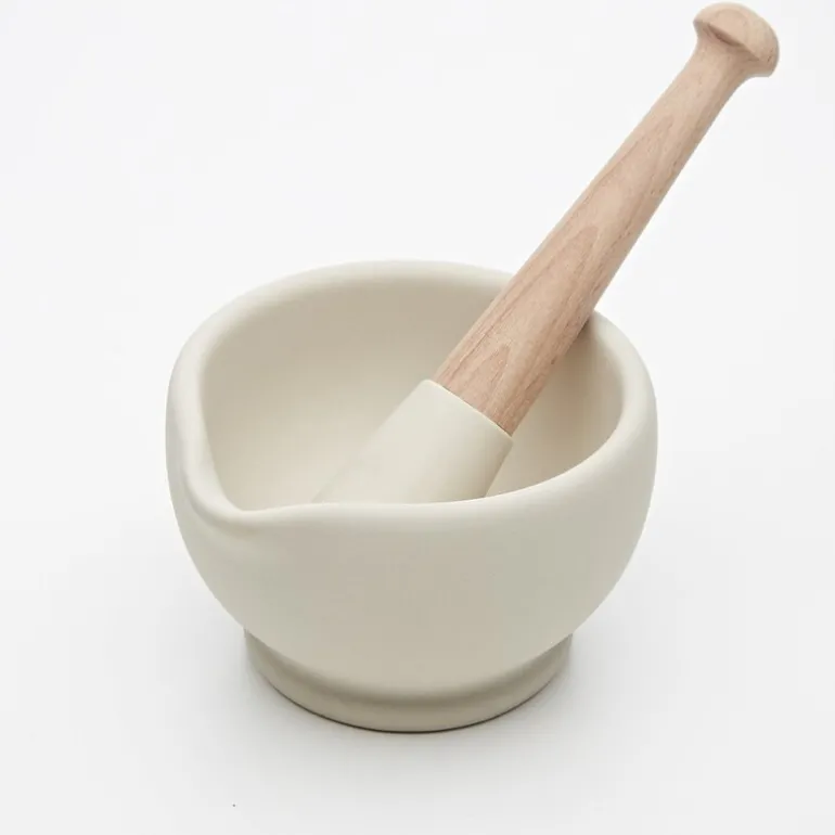 Morter og pistill 11 cm hvit