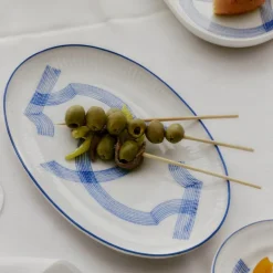 Motif asjett 23,5 cm blå/hvit