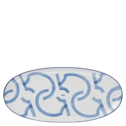 Motif ovalt fat 37 cm blå/hvit