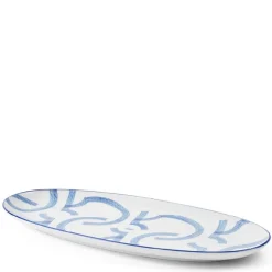 Motif ovalt fat 37 cm blå/hvit