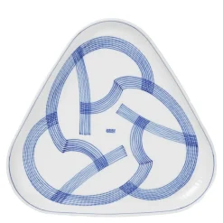 Motif trekantet fat 23 cm blå/hvit