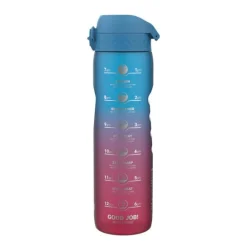 Motiverende drikkeflaske 1L blå/rosa
