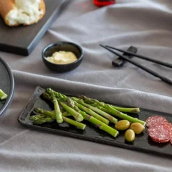 Mörke tallerken rektangulær 30x10 cm svart