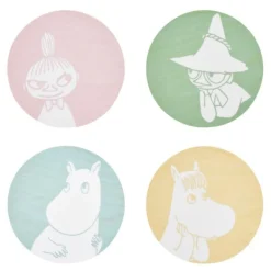 Mummi glassbrikke 10 cm 4 stk flerfarget