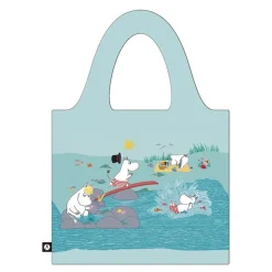 Mummi handlenett 20L Playing on the beach lys blå