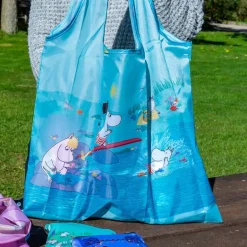 Mummi handlenett 20L Playing on the beach lys blå