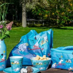 Mummi handlenett 20L Playing on the beach lys blå