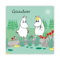 Mummi kort dobbelt Gratulerer grønn