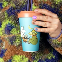 Mummi reisekopp 45 cl Mummitroll og Snusmumrikken camping blå