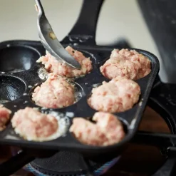 Munkepanne 9 hull 33x19 cm støpejern