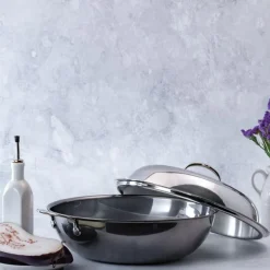 Nanobond wok med lokk 36 cm stål