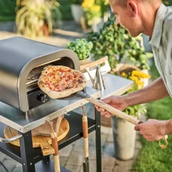 Napo pizzaspade 70x30 cm gun metal/natur