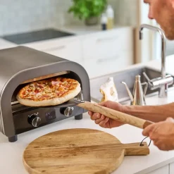 Napo pizzaspade 70x20 cm gun metal/natur