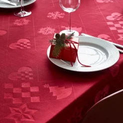 Natale juleduk i damask 150x320 cm red