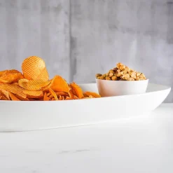 Nor tapasfat båt m/skål 7x12x44,5 cm hvit