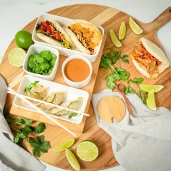 Nor tapassett 7 deler hvit/bambus