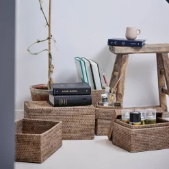 Norah oppbevaringsboks m/lokk 40x25 cm natur