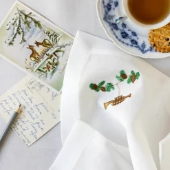 Nordic way juleserviett brodert trompet 50x50 cm