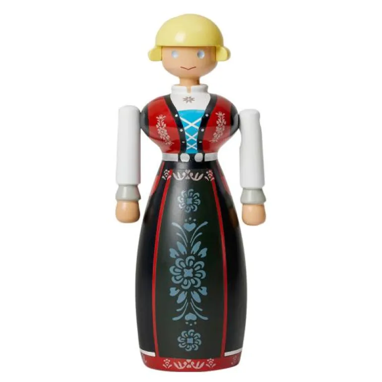 Norsk bunadskvinne svart/rød/hvit