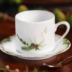 Nostalgi kaffeskål 20 cl hvit/grønn