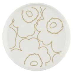 Oiva Piirto Unikko asjett 13,5 cm hvit/gull